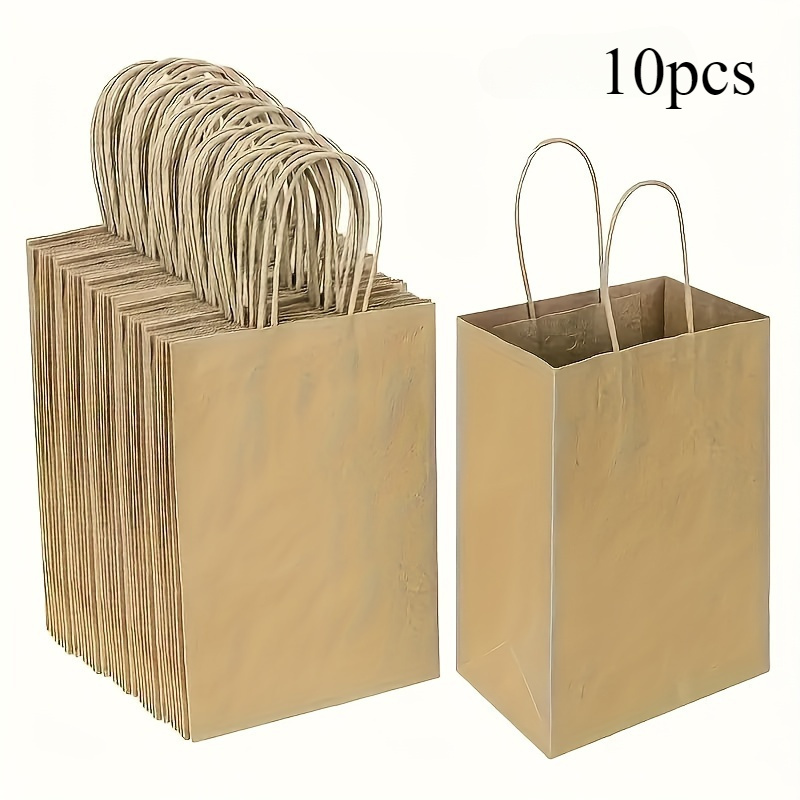 

10-pack Brown Paper Gift Bags With Handles, Craft Tote Bags, 5.9x3.14x8.26 Inches, Ideal For Birthday Party Favors, Wedding Presents & Retail Shopping