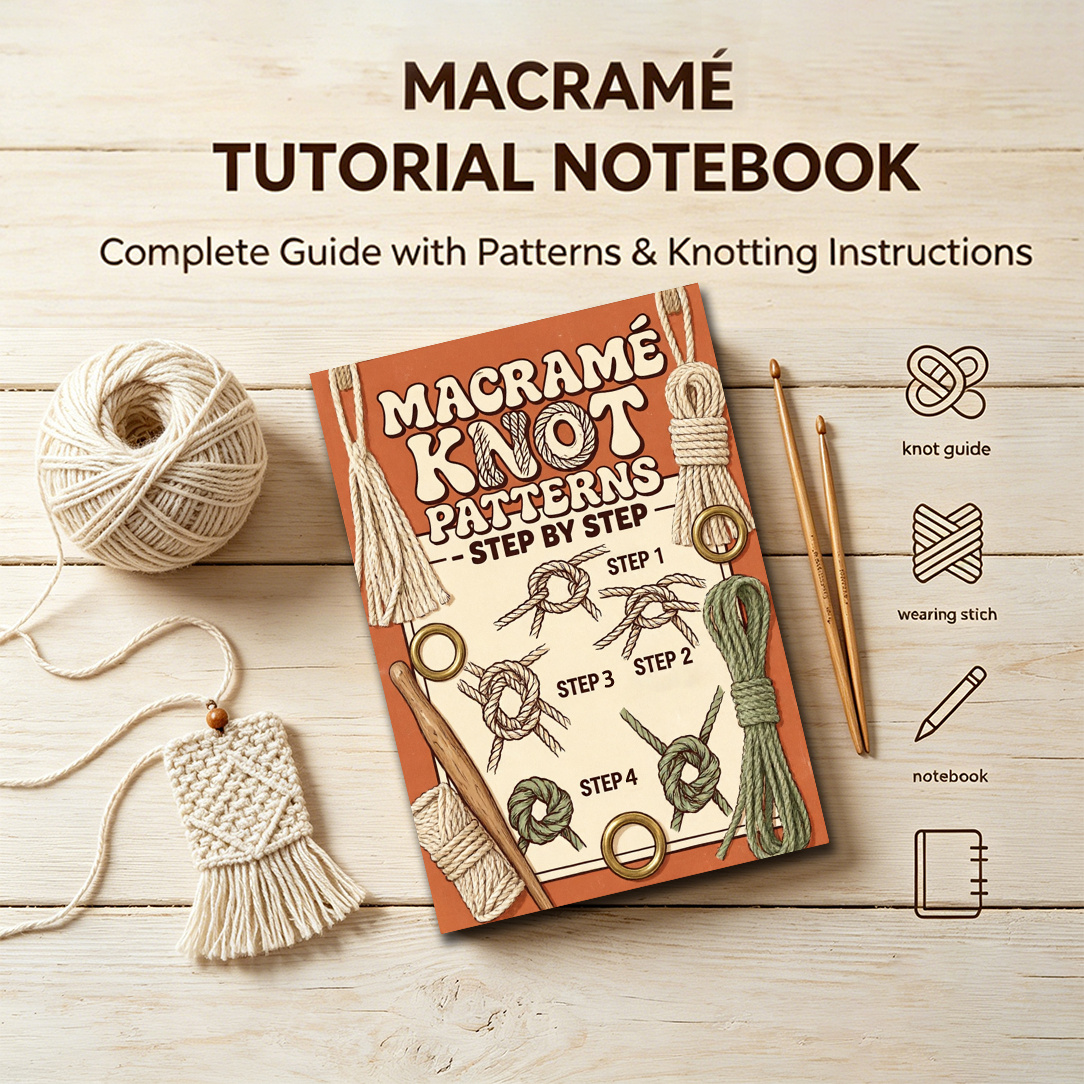 Image of A 32-page Knot-tying And Weaving Journal-style Home Decor Craft Manual, Featuring Full-step Instructions For Easy Understanding. Ideal Enjoy Knot-tying , It Serves As A Practical And Fun Gift For