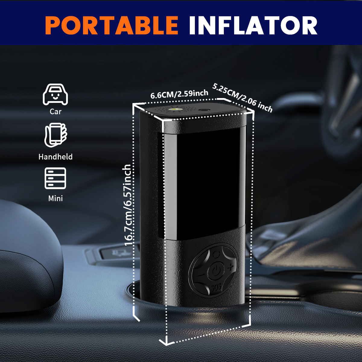 TEMU Gonfia pneumatici compressore d'aria portatile, pompa per pneumatici portatile da 150 PSI con batteria ad capacit�, gonfiaggio 3 volte pi羅