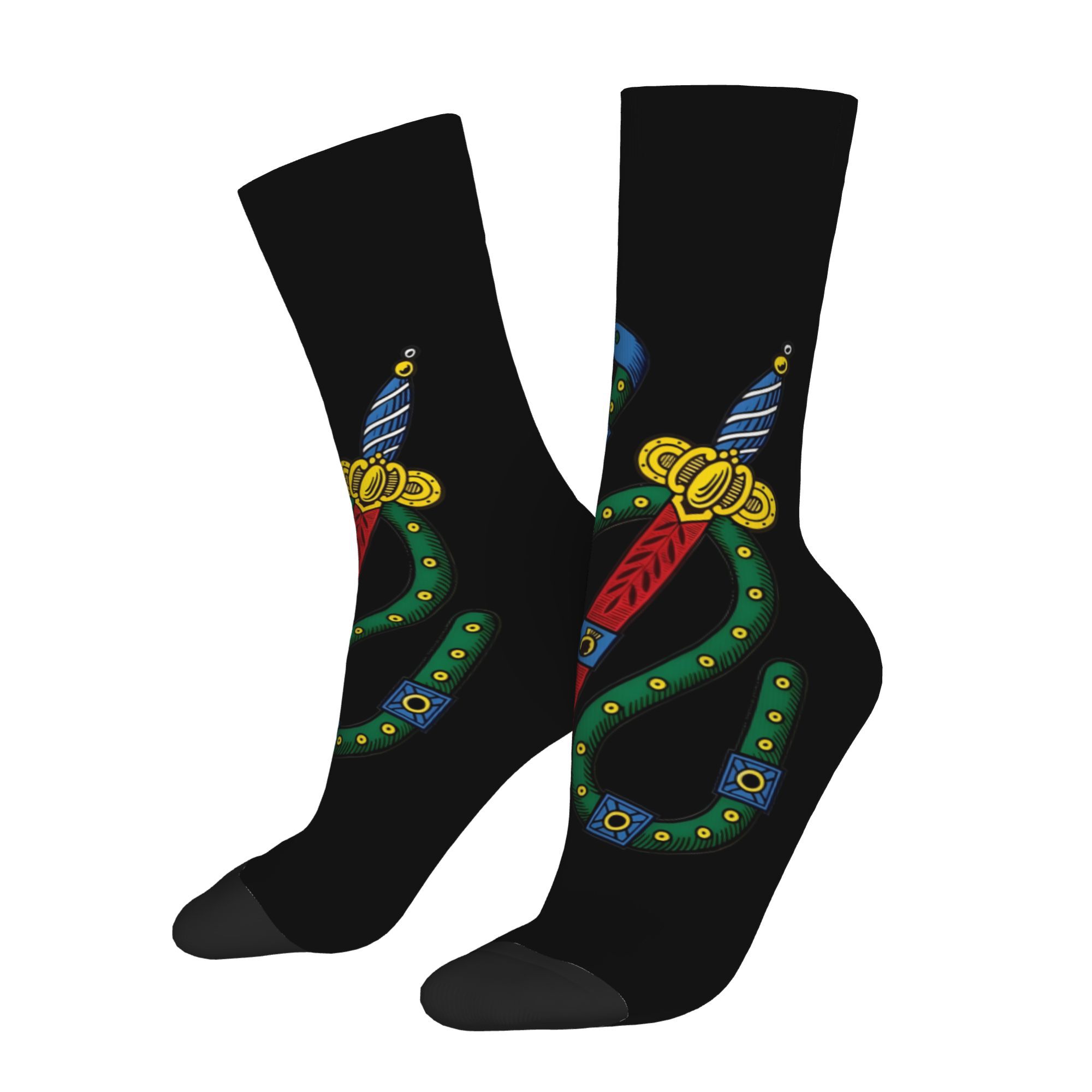 TEMU 1 Paire de Chaussettes Fantaisie As d'Épée Italien - Jeu de Cartes Rétro Italien, Chaussettes Montantes Folles Style Harajuku pour Fêtes à Thème