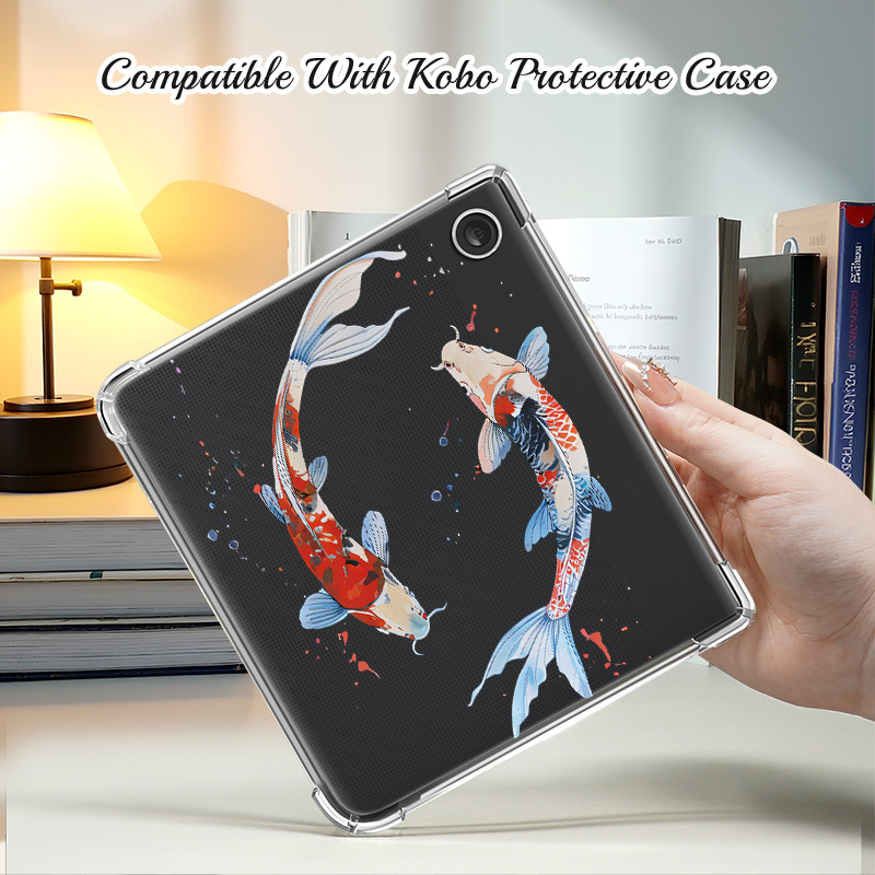 TEMU Koi Fish Pattern Transparent Case For Colour/bw 6" 2024, For Libra Colour 2024 (7") & Libra 2 (7") - Shockproof Protective Cover With Reinforced