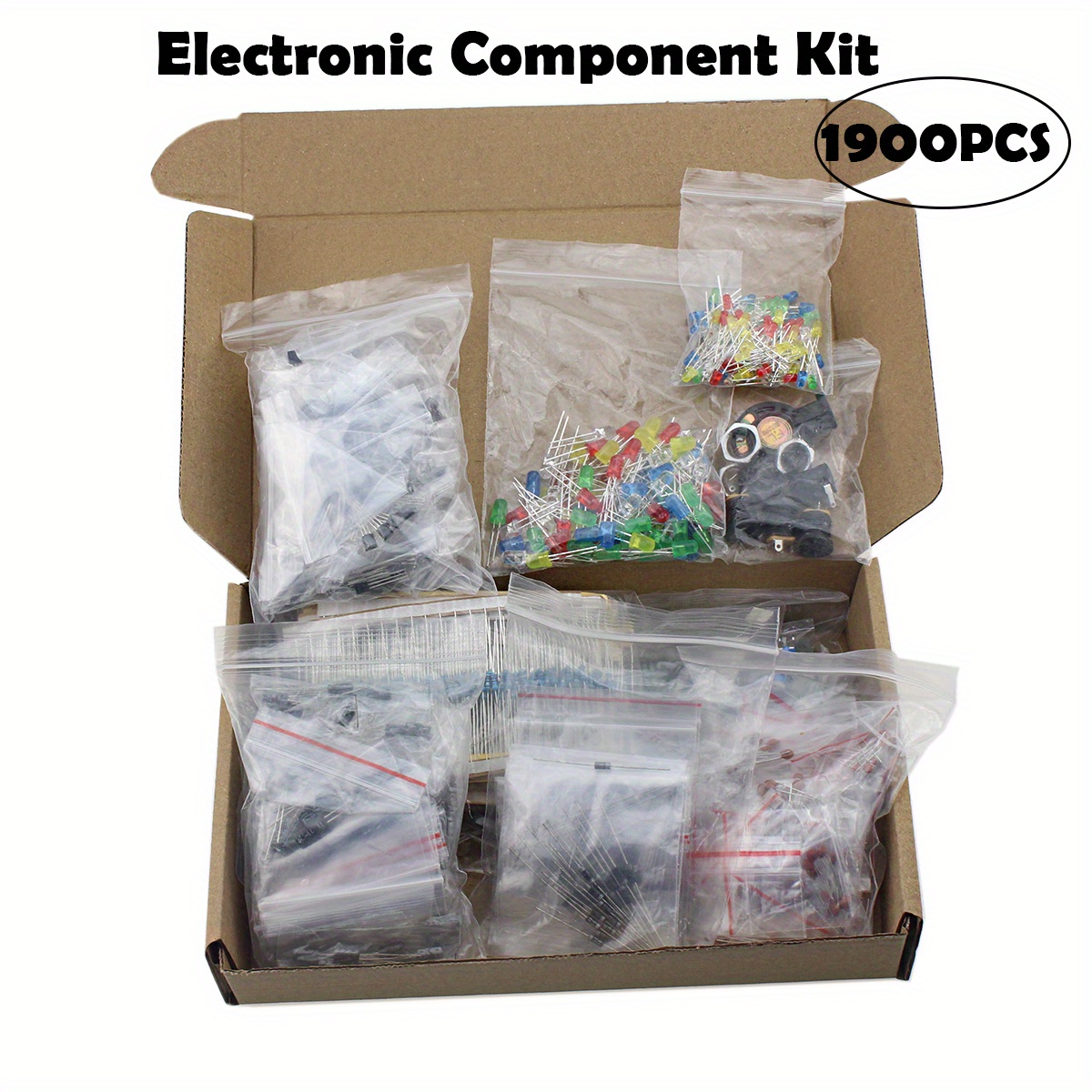 1900pcs electronic component kit with 1n270     jacks ne555 ic   pcb speaker capacitors resistors led   ideal for diy electronics projects   functional components durable components electronic component
