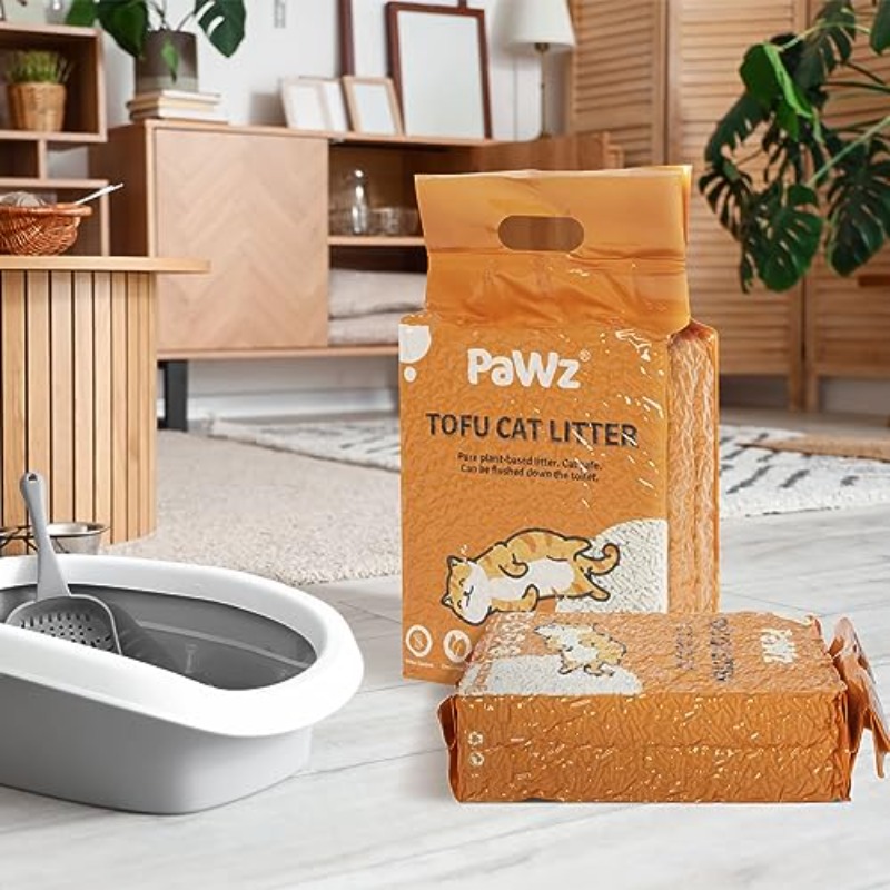 Pawz Tofu Cat Litter Is Clumping, Flushable, Ultra-Absorbent, And Dries Quickly. It Is Water-Soluble, Dust-Free, And Made from Ingredients, Available in 5Kg And 2.5Kg Bags