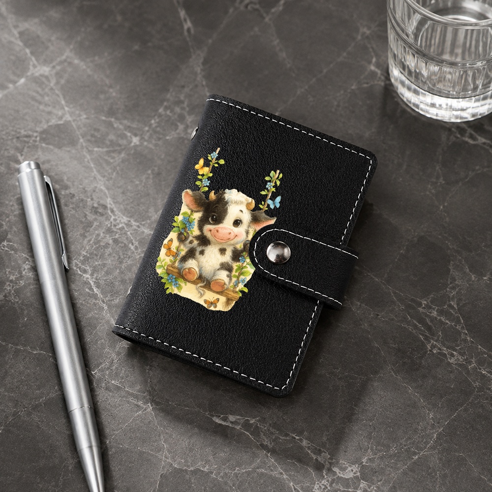 mens credit card holder cute baby for cow card holder whimsical floral   animal design   snap closure wallet for   gift for   women and