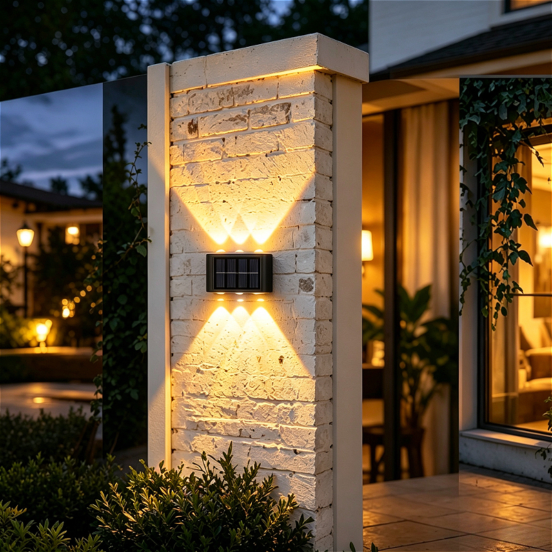 TEMU Applique Murale Solaire 1 pièce à 6 LED - Lumière Chaude/Lumière Colorée/, Lampe Murale | Lumière Intelligente | Capteur de Lumière | Éclairage