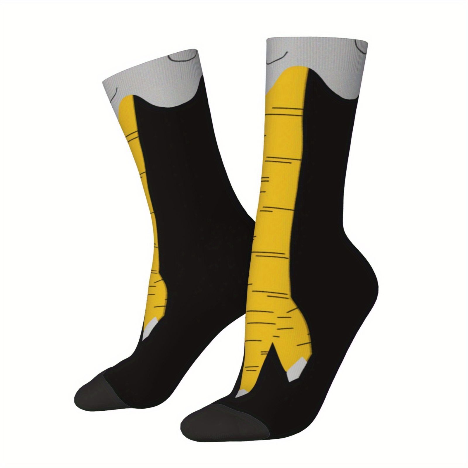 TEMU A Pair Of Trendy Men's Mid-calf Socks Featuring A Printed Cartoon-style Pattern Of Feet With Gray Cloud Decorations