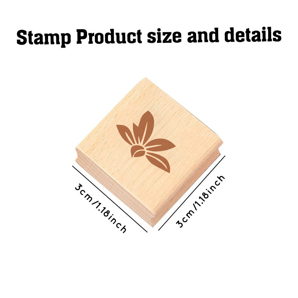 Five-Petal Lotus Silhouette Rectangle Wooden Rubber Stamp