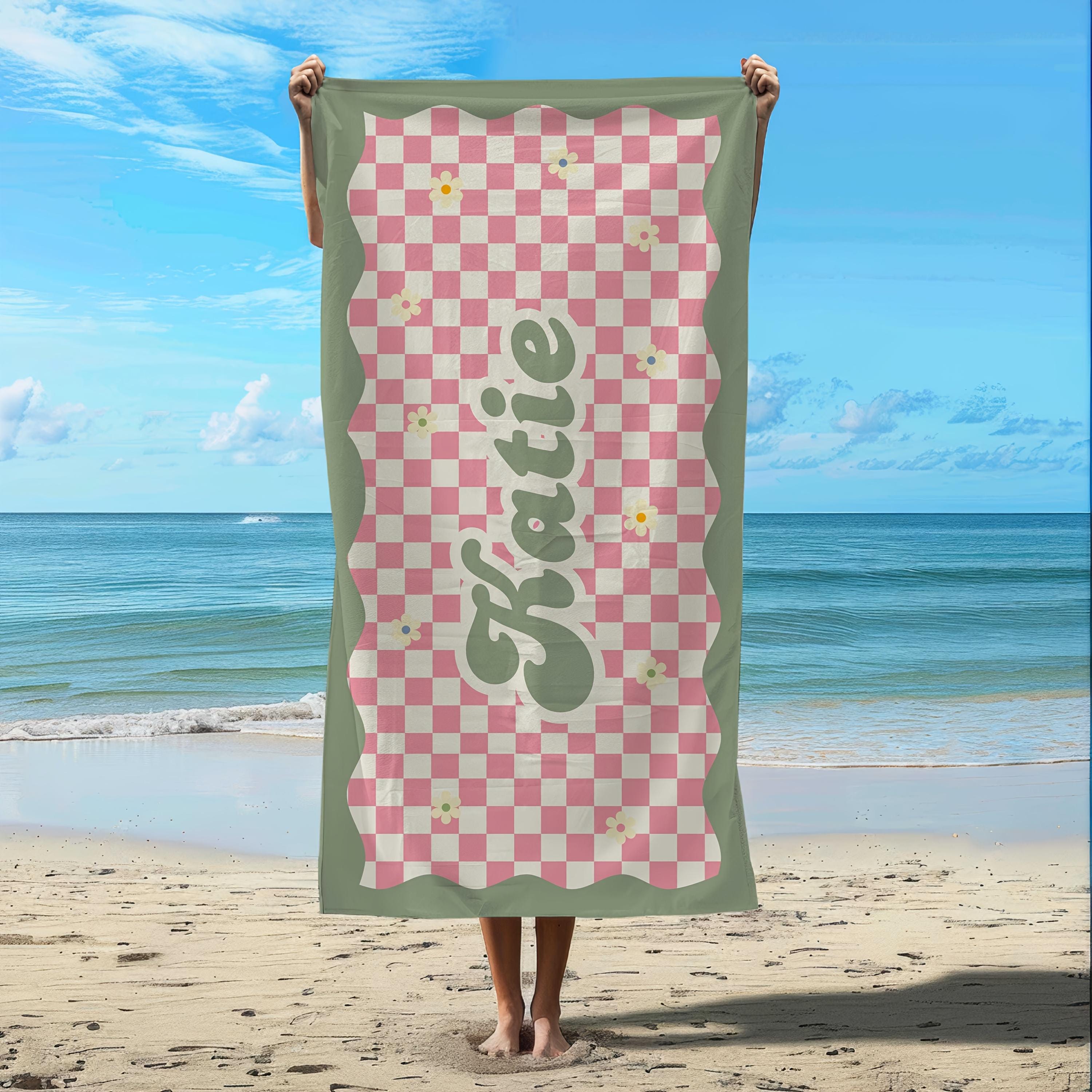 TEMU 1pc Custom Towel With Personalized Text, Single Party Towel, Beach Bachelorette Party Gift, Coastal Bride Shower Gift, Bridesmaid Gift