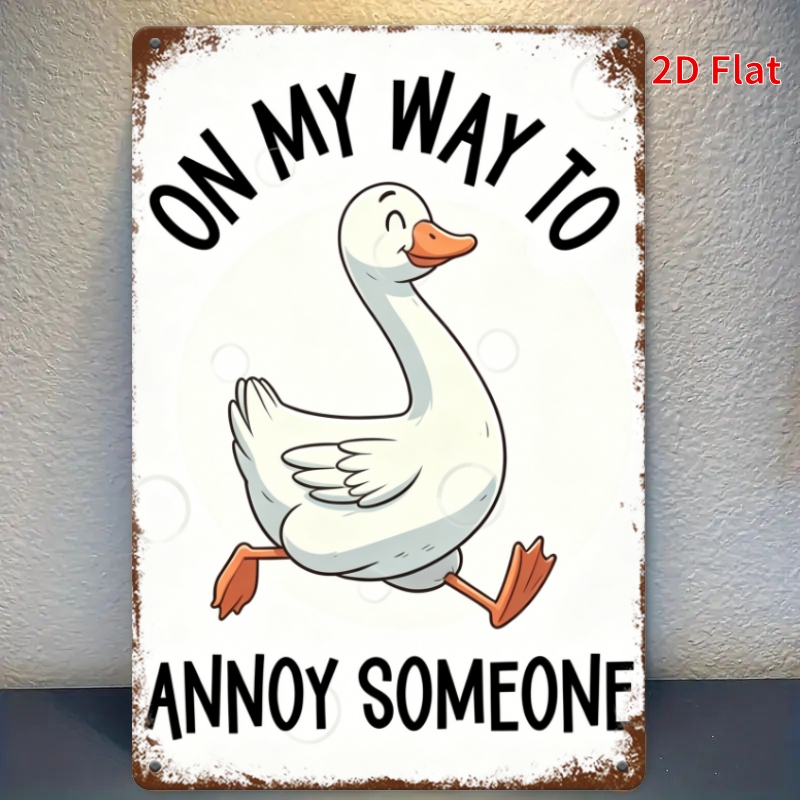TEMU 2d Flat - 2d Flat, 20x30cm Thickened Iron Retro Iron Painting, 1pc I Want To Duck Theme Vintage Metal Sign Iron Art, Vintage Style Wall Art,