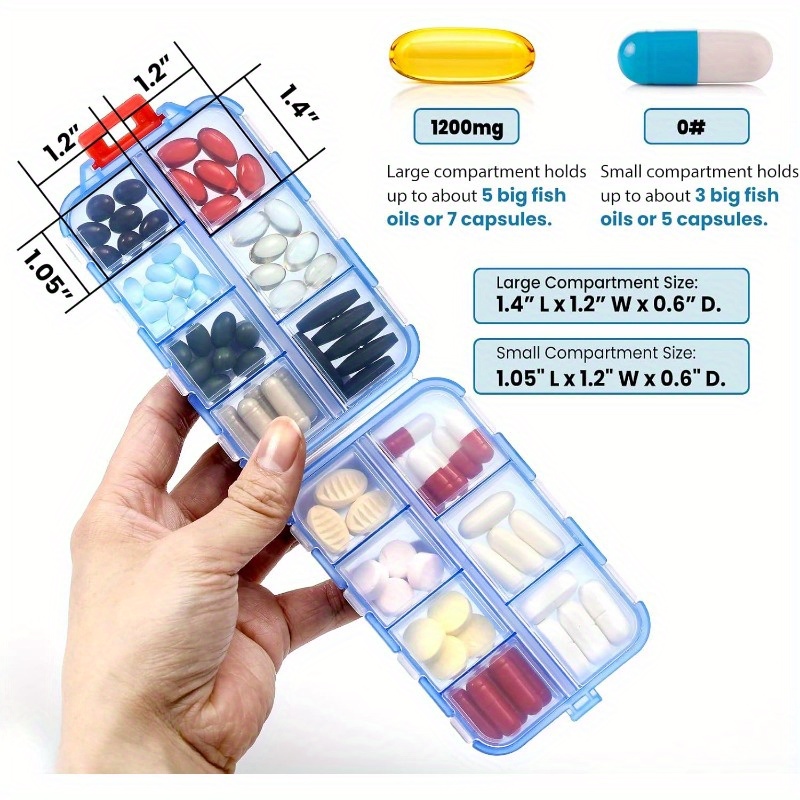 3pcs 14 grids lightweight travel pill organizer box with labels hot selling daily medication case kit clear pocket   container for vitamin supplement storage details 1