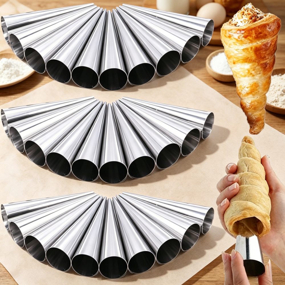 TEMU Tubo a spirale per croissant in acciaio inossidabile da 30 pezzi, per realizzare coni gelato, , torte e prodotti da , nonch矇 per con crema
