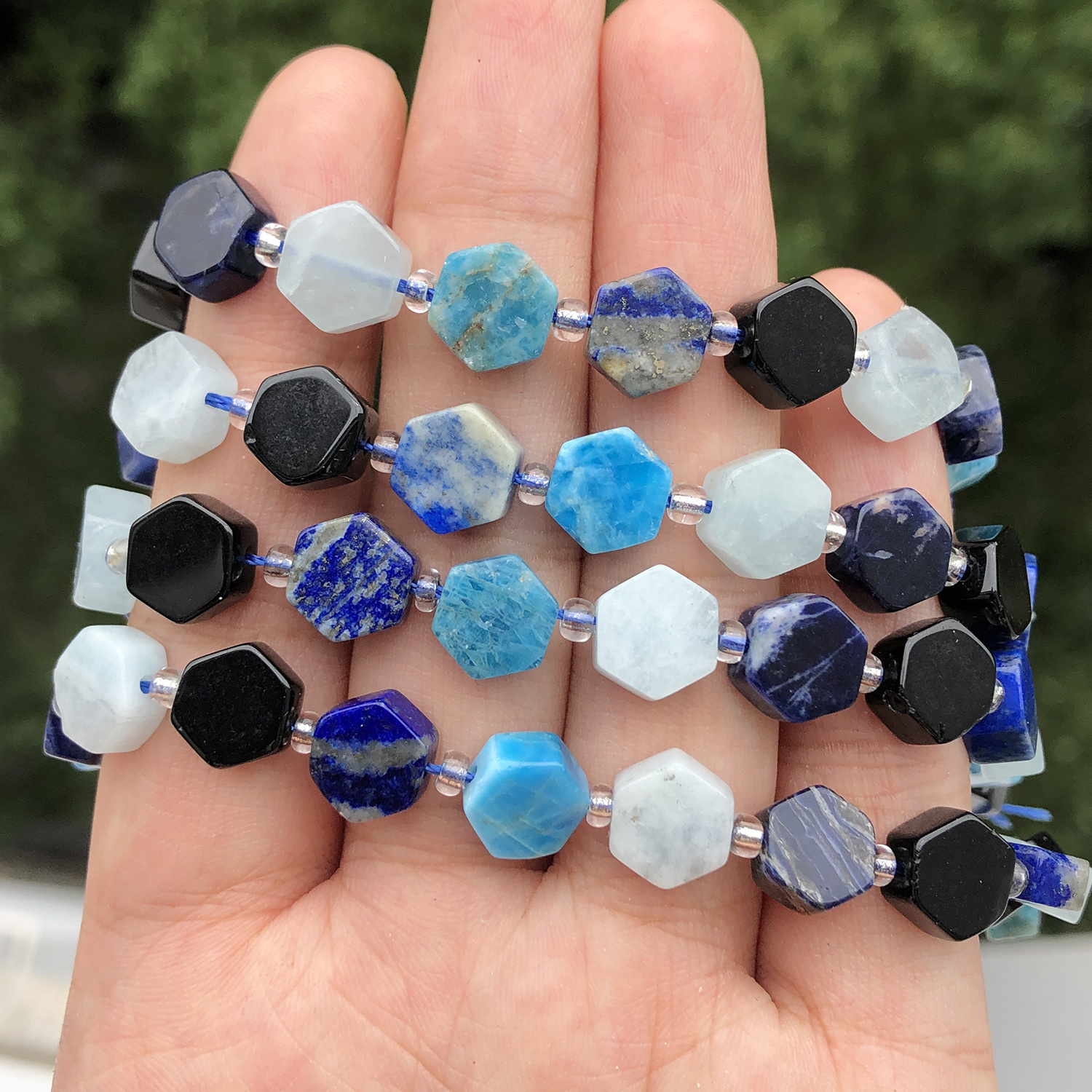 natural mixed hexagon stone beads jewelry making obsidian Temu