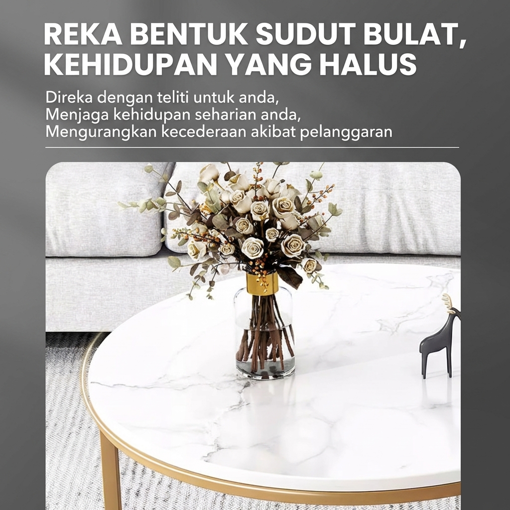 meja kopi   tamu   -   bentuk   marmar   mewah ringan - meja   sofa     untuk   kecil