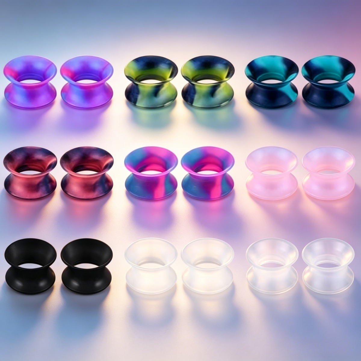 9 Pairs Of Ear Tunnel, Flexible Tunnel, Stretching Ear Skin
