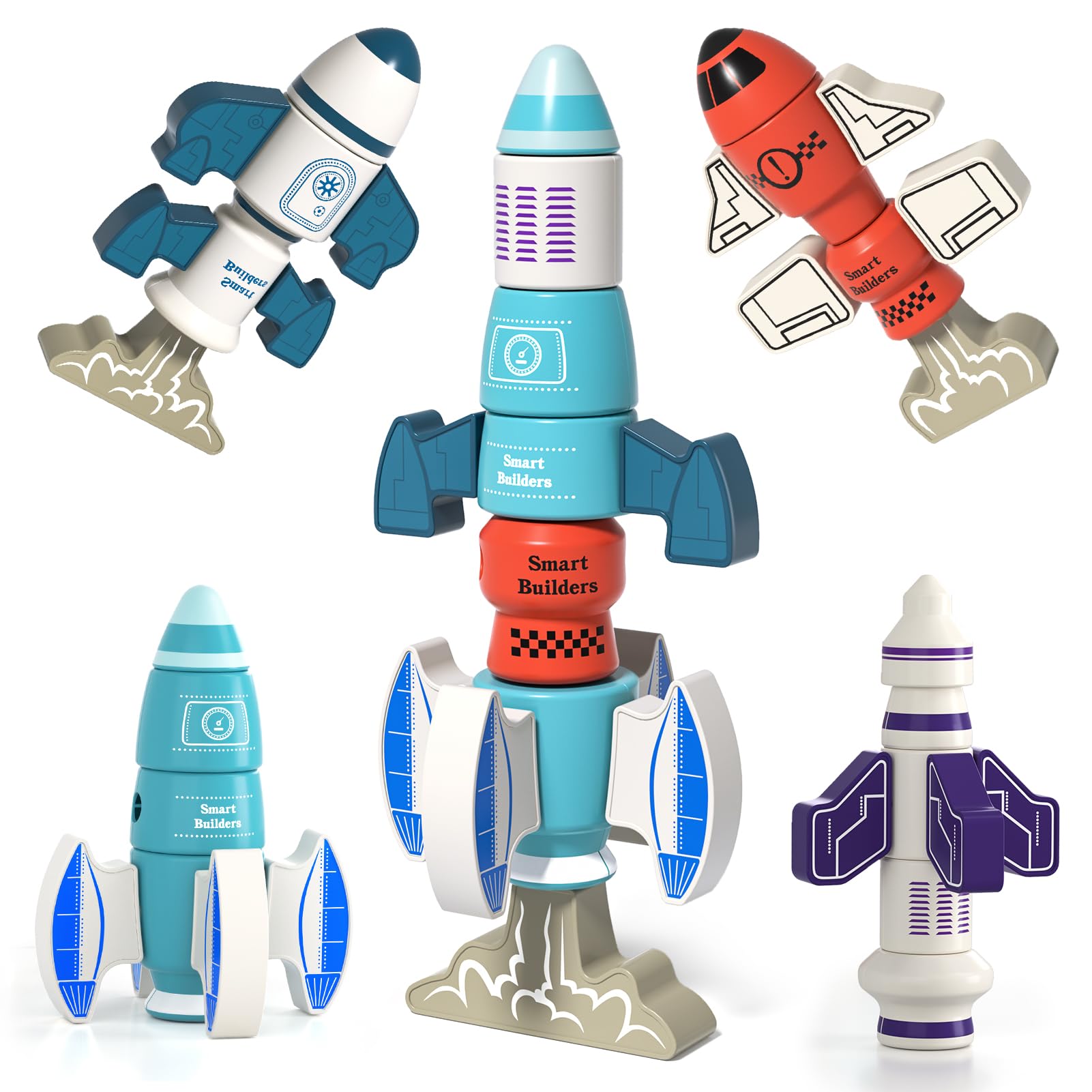 Image of Magnetic Robot Building Toy For -5, 33pcs Stem Stacking Playset With Storage Box, Rocket Robot Creative Kit, Magnet For Years Old Boys And Girls (christmas Birthday)