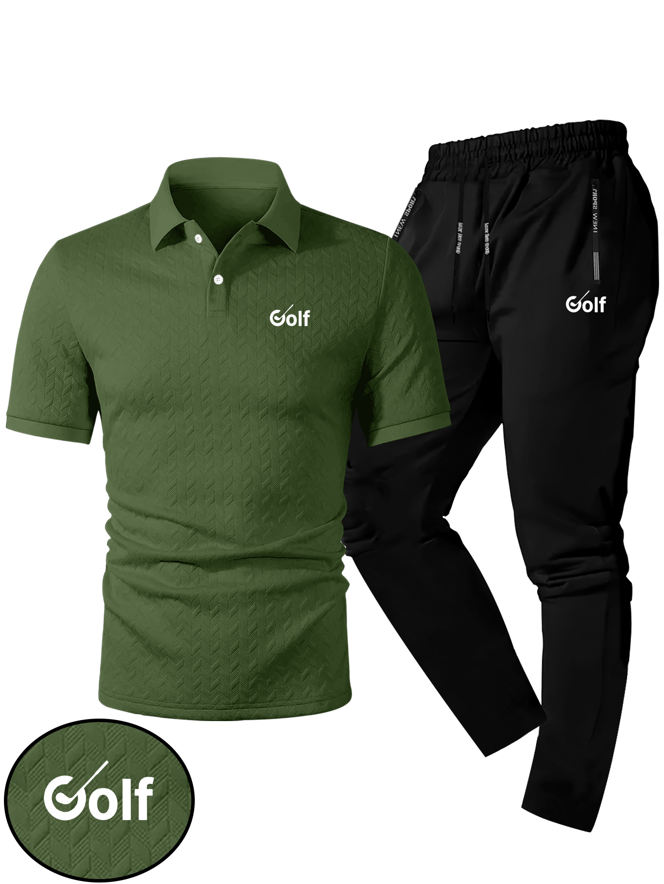 men's summer golf print two piece set casual black Temu Bahrain