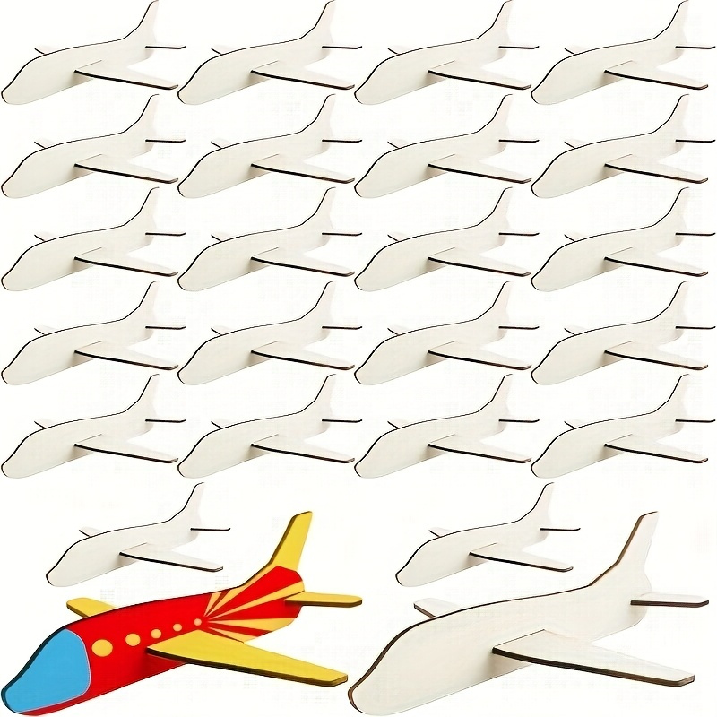 TEMU 10pcs Unfinished Wooden Airplane Model Diy Kit - Handcrafted Aircraft Painting Art Activities & Birthday Carnival Parties, Includes 10 Wooden