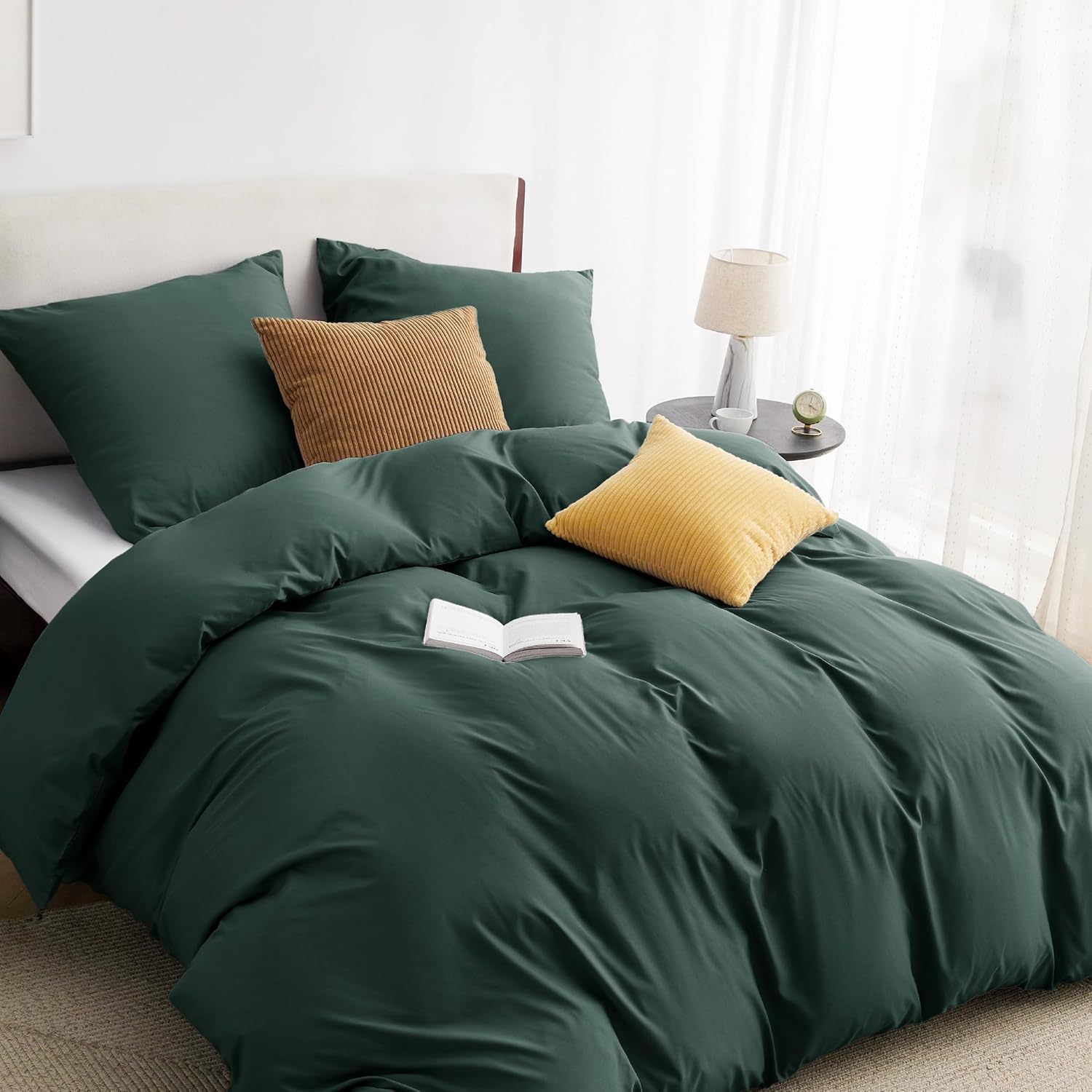 

Bedsure 2pcs/3pcs/4pcs Home Furniture Bedding Tbedding Green Bed Cover Pillow Cover Bedding Sets Polyester Microfiber With Zipper