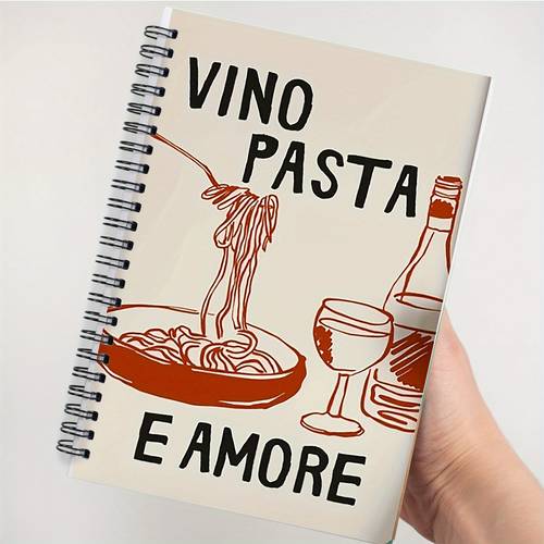 photo de l'article vino, pasta, e amore : un journal pour - cahier spirale pour les amateurs de vin et de pâtes, parfait pour , et les amateurs de nourriture, journalisation des aliments | livre à spirale | couverture durable, cadeaux pour les amateurs de vin