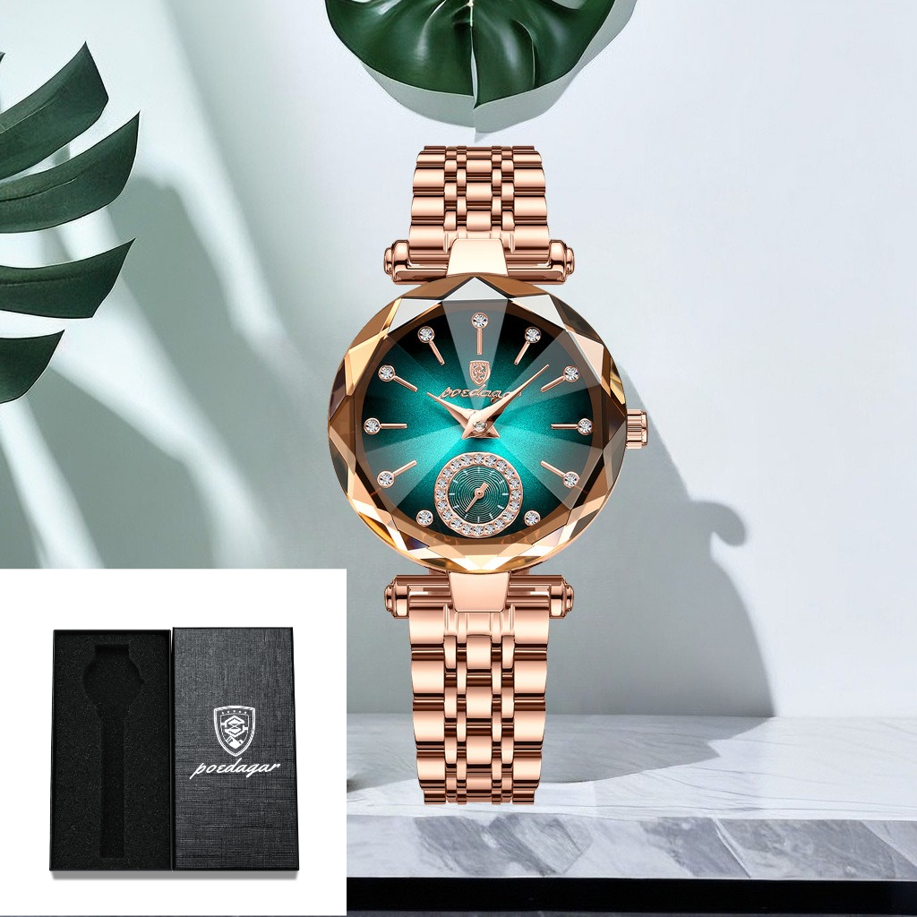Image of Women's Watch Poedagar Easy And Exquisite Quartz Watch Calendar Display Watch Elegant And Luxurious Women's Watch Gift Box Packaging Durable And Precise Stainless Steel Strap Watch