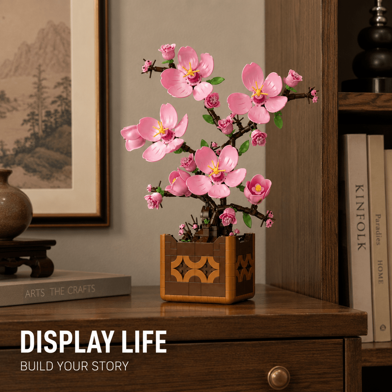 Peach Blossom Potted Plant Building Block Model Kit