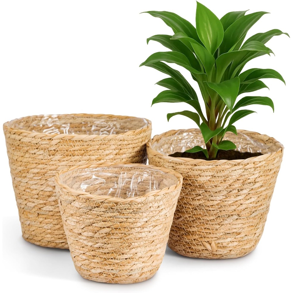 3pcs Round Rustic-style Planters, Perfect For Small To Medium Plants, Great For Indoor And Outdoor Decoration
