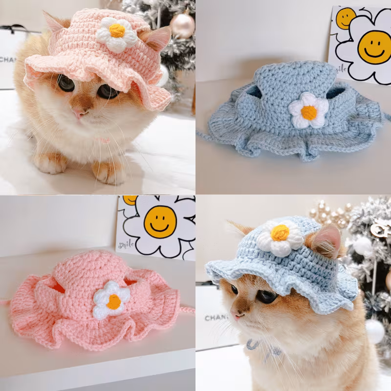 hat adjustable frog strawberry style cat hat suitable for cat and dog birthday hats holidays travel and photography soft and floral decoration breathable and comfortable headwear Product details 1