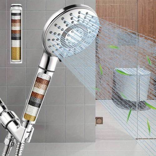 1 filter handheld shower head high pressure 6 spray soft water filter beads removes and impurities relieves dry itchy skin chrome plated surface suitable for hard water for shower use only