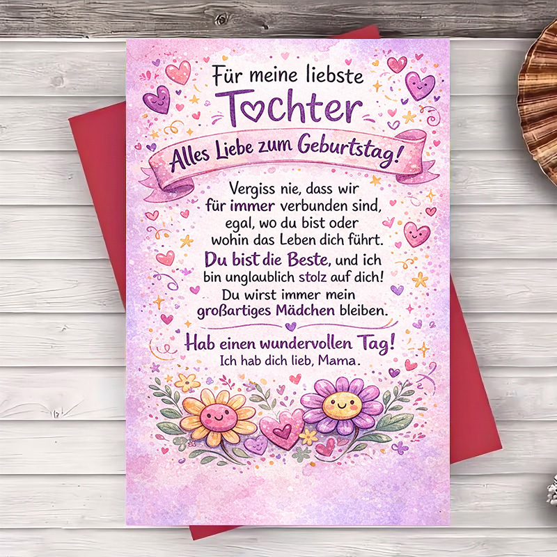 E-shop 2 Stück (ein Umschlag eine Grußkarte) Geburtstagsgrußkarte für Tochter mit herzlicher Botschaft von Mama – , um Liebe Stolz bei besonderen