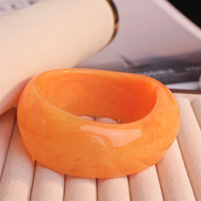 3pc Semi-Transparent Fruit Orange Irregular Bangle Set