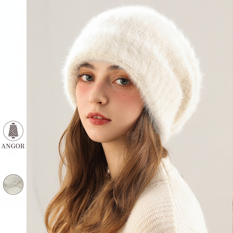 Image of Women's Hat With Plush Ears & Face Protection - Thickened Warm Ear Warmers, Large Headband Suitable For Weather, Elastic For Skiing, Snowboarding, Outdoor Activities - Cozy Rabbit Ear
