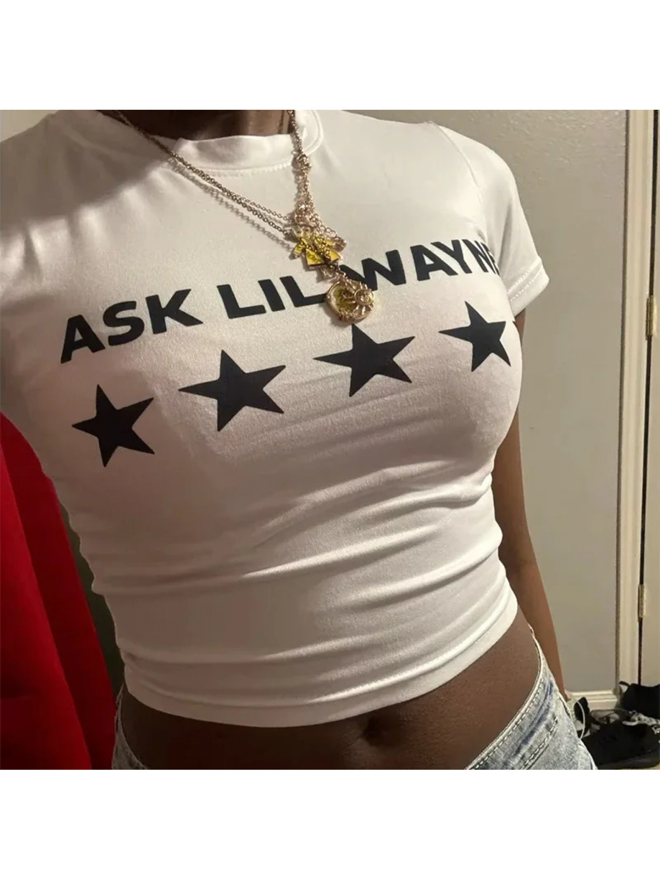 y2k sweet womens   fit crop   cotton loose fit short sleeve t shirt with star   graphic   streetwear machine washable       fashion y2k fashion cute short sleeve  