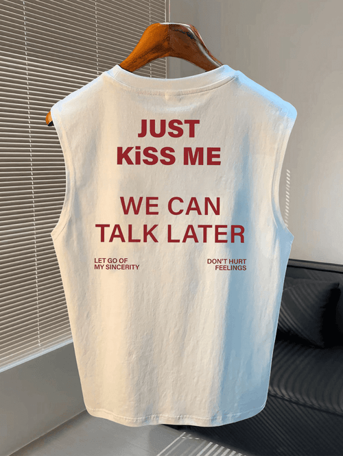 débardeur 100% pur pour homme, t-shirt manches avec -moi, on en parlera plus tard, t-shirt manches imprimé avec un design de rouge attrayant, tenue décontractée et pour couple, soirée en et idéal pour les loisirs dété