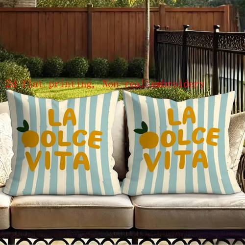 2d 2pcs pillow covers la vita themed print no insert polyester for sofa living room bedroom outdoor