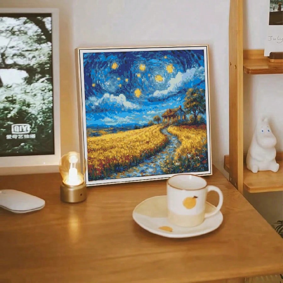 Counted Cross Stitch Kit: Van Gogh Starry Night Embroidery Pattern