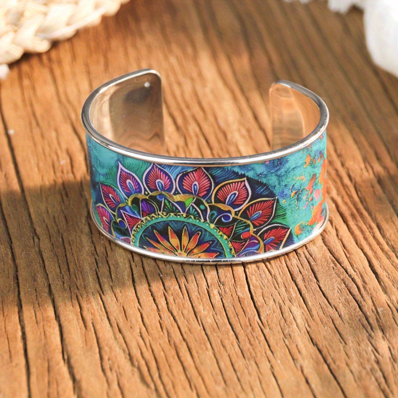 E-shop Mandala Blumenarmband im Boho-Stil aus PU, klassisches geometrisches Muster, dekoratives Armband, geeignet für oder Party, Musikfestival
