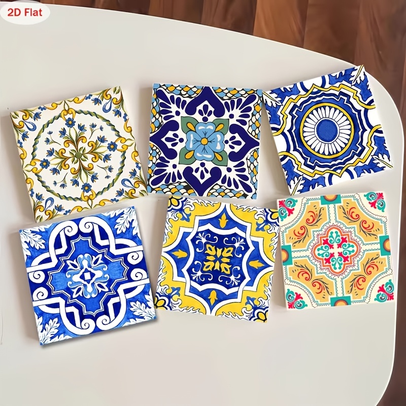 TEMU Lot de 6 sous-verres en bois pour bars, cafés, décoration intérieure - Protège-tables avec de sous-verres, lavables à , adaptés cadeaux de Noël,