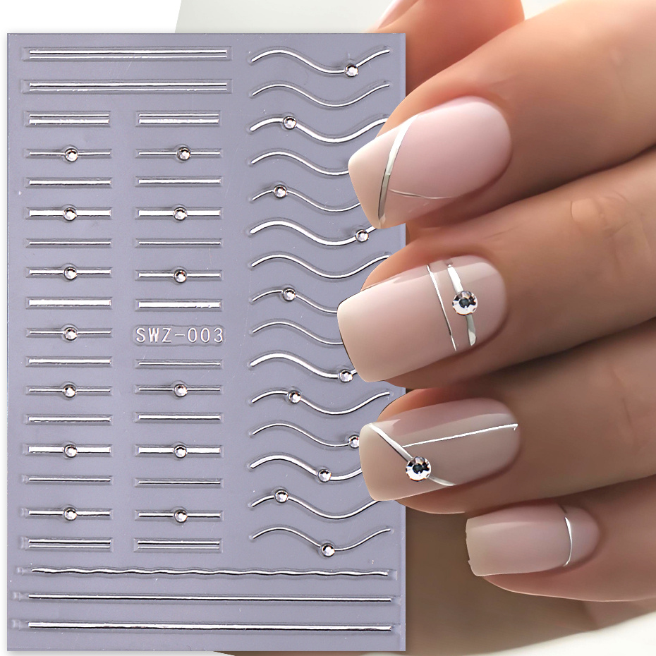 3d   simple wave curve golden and silvery flash diamond     sticker |     Great Deals | Temu Nigeria