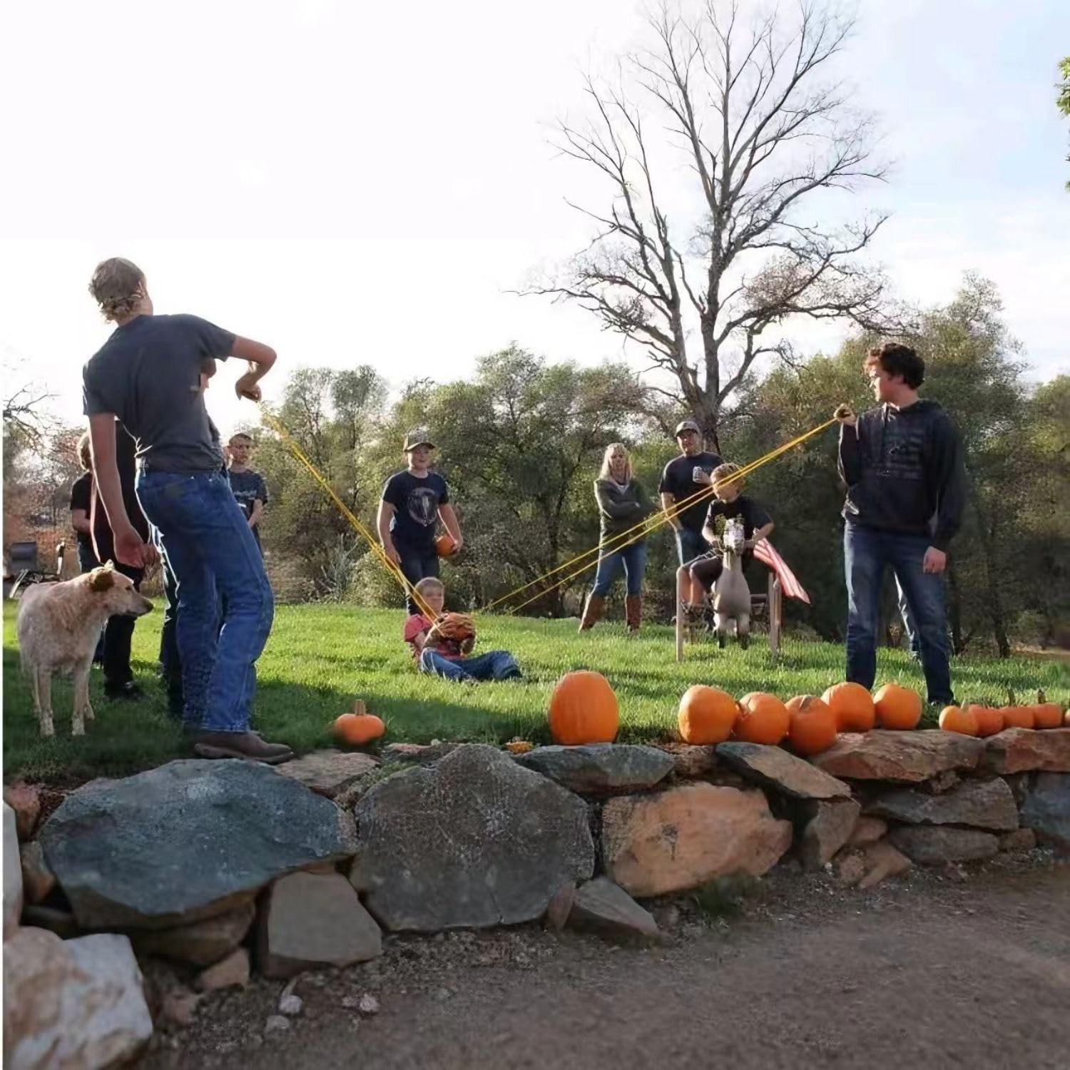 3-Person Heavy Duty Water Balloon & Football Potato Launcher - 500 Yard Range, Giant Sling Shot for Adults & Teens 15+ | Outdoor Beach, Picnic, Backyard Games Toy (Green), Beach Fun Equipment, Tshirt Launchers, Durable Launchers