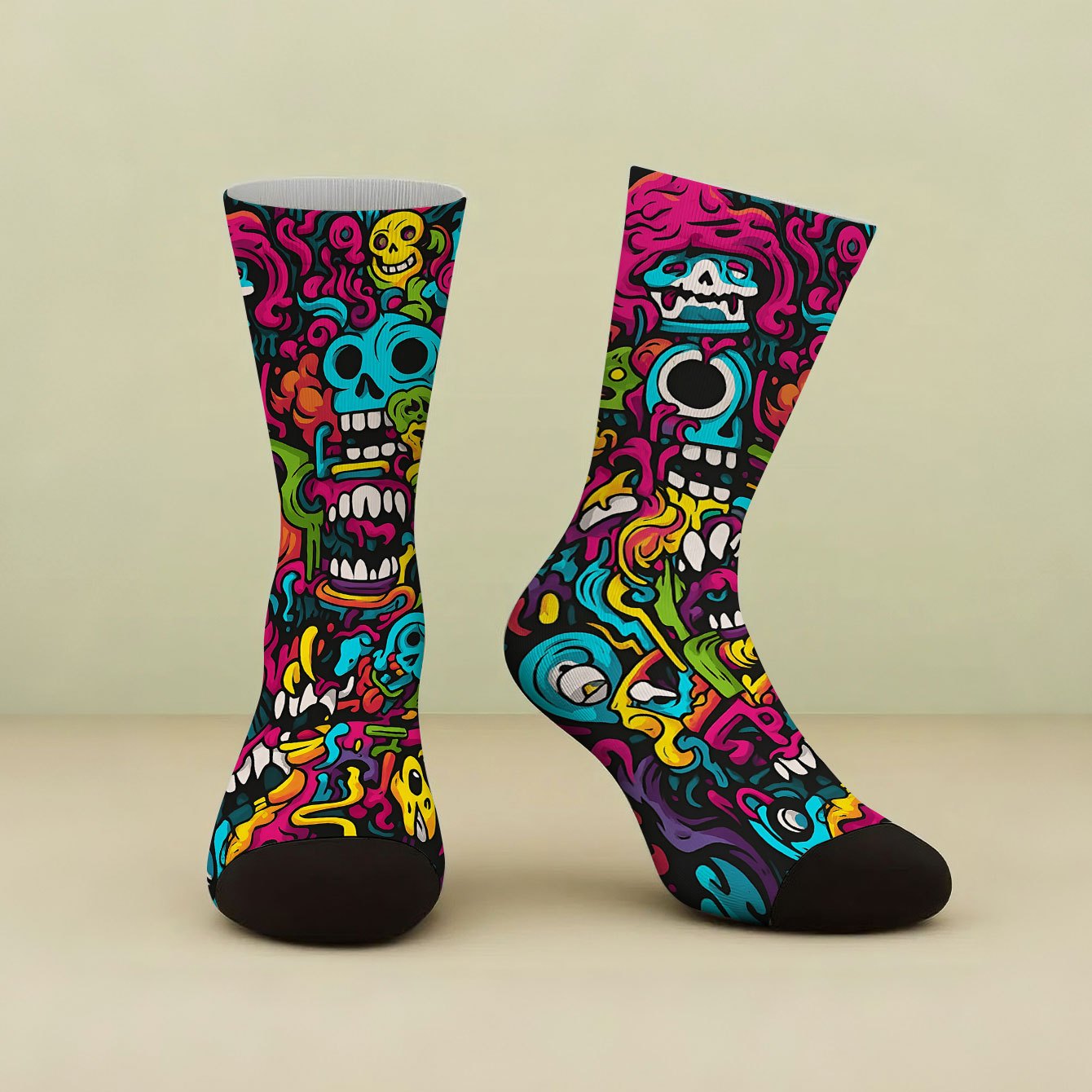 TEMU 1 Par de Calcetines Coloridos con Estampado de Esqueleto Pierna | Cómodos y Modernos para Hombres y Mujeres, Ideales para Uso Diario y Deportes,