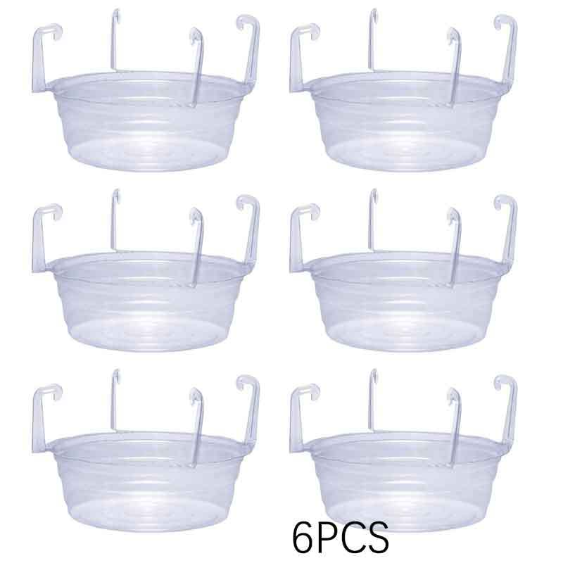 Image of 6pcs Transparent Round Plastic Hanging Basket With Drip Tray, Hanging Plant Tray With Built-in Hooks And Water , Suitable For Indoor And Outdoor, For Gardening Enthusiasts