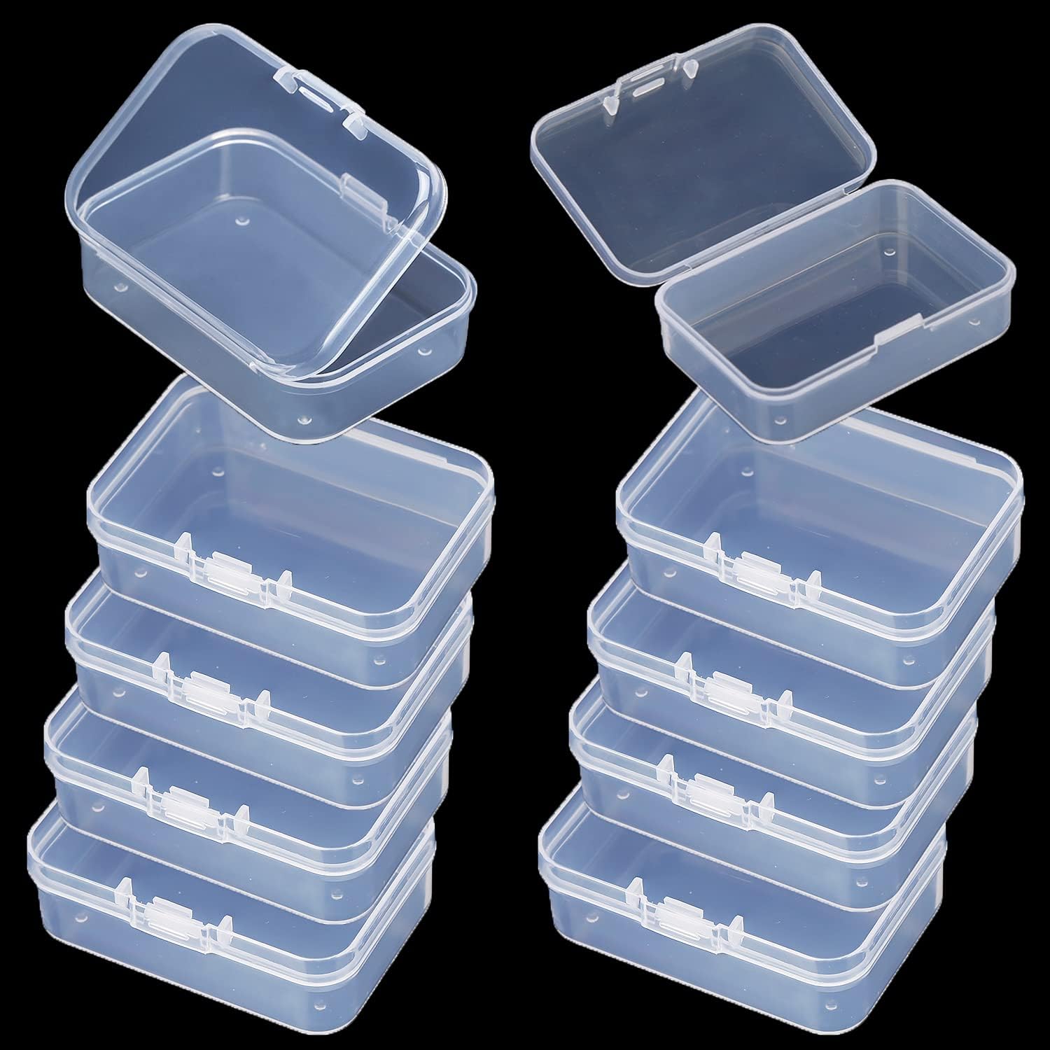 Image of A Set Of 10 Small Transparent Plastic Storage Boxes, Perfect For Organizing Beads, Jewelry, Earplugs, Crafts, Nail Art Decorations, And Other Small Items