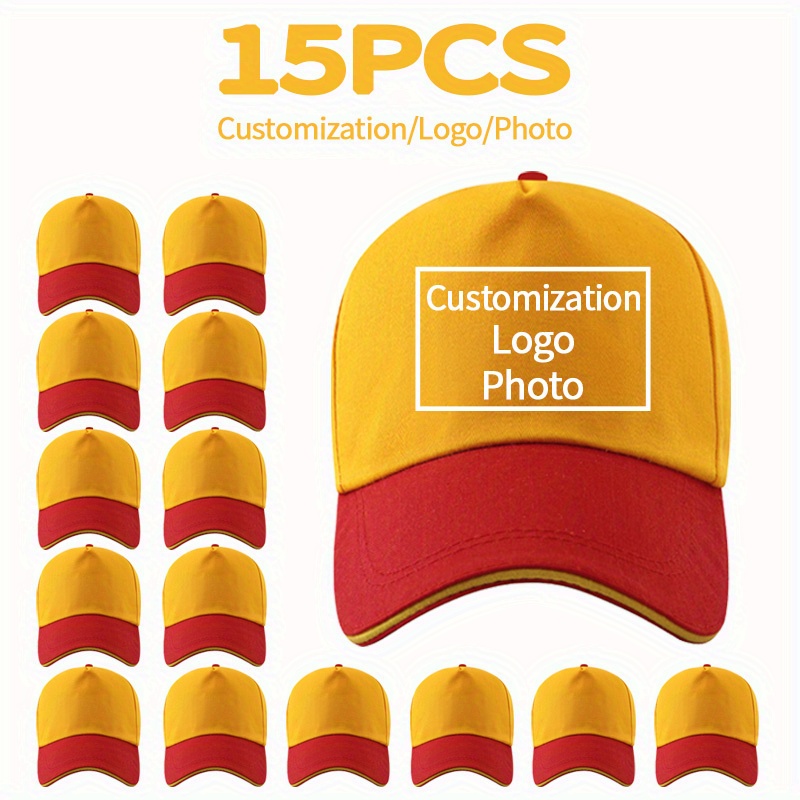 15pcs Customizable Baseball Caps, Lightweight Adjustable Sun Hats
