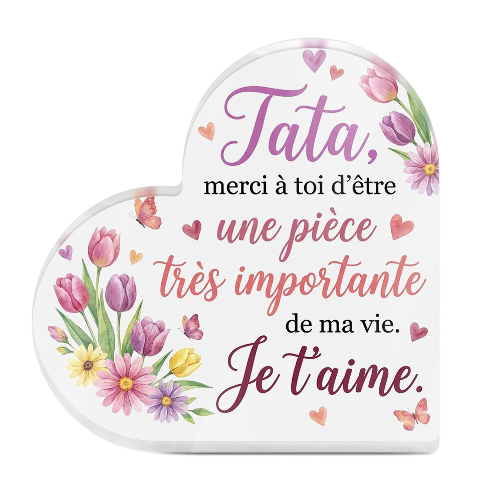 TEMU Décoration Plate 2D Putuo 1pc Citations Panneau Acrylique de Cœur Décor de Table, , d' une Pièce Très , Décoration de Bureau pour Salon Maison,