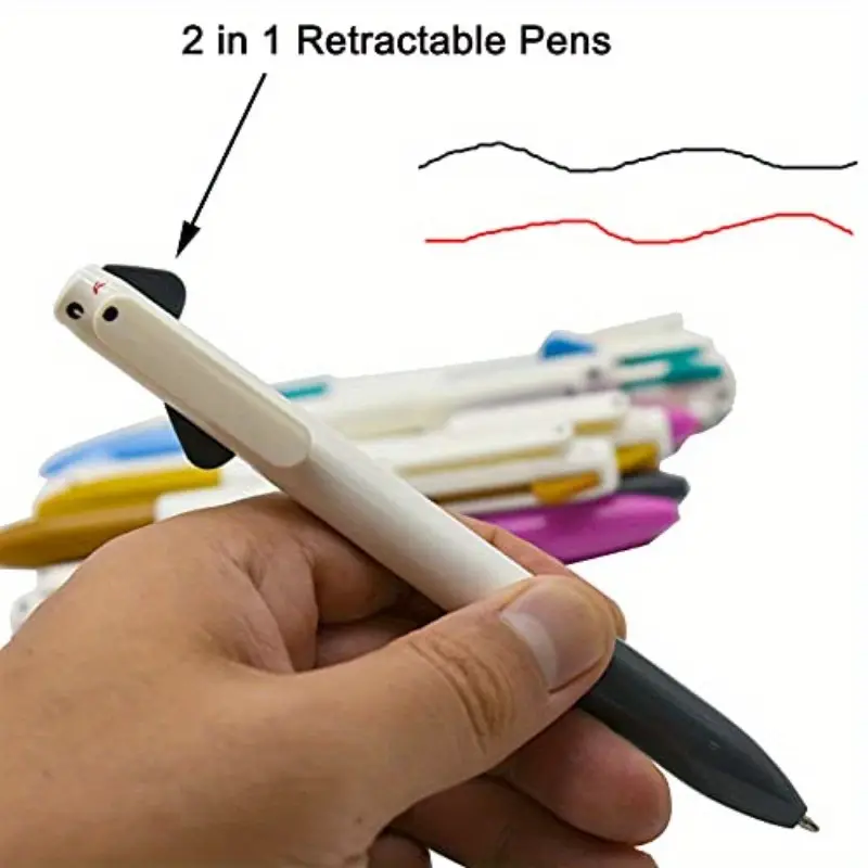 24pcs dog ballpoint pen cute cartoon animal pens 2in 1 retractable pen black red gel ink for stationery supplies, note taking accessory, everyday writing tool, animal themed pen, gel ink pen, pen, cute cartoon design, ink, quality writing experience, gift for pet lovers, stationery collectors, back to, cute gel pens, fancy pen, needle tip pens, school pens, cute pens bulk Product details 6