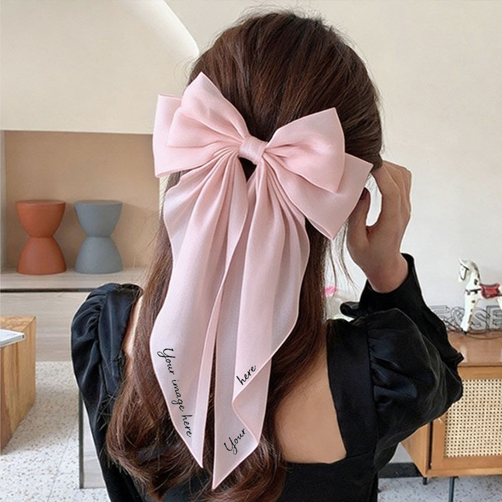 TEMU Custom Large Bow Hair Clip, Personalized Text Large Bow Hair Clip, Elegant Accessory, Suitable For Holiday Decoration
