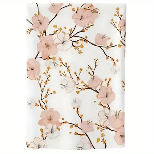 Japanese Cherry Kitchen Towel - High Absorbency Single Stripe Pattern, Soft Polyester, Rectangular Design for Kitchen, Bathroom, Travel & Home Decor, 18x26cm, Cherry Bathroom Decor, Textured Surface, Highabsorbency Fabric