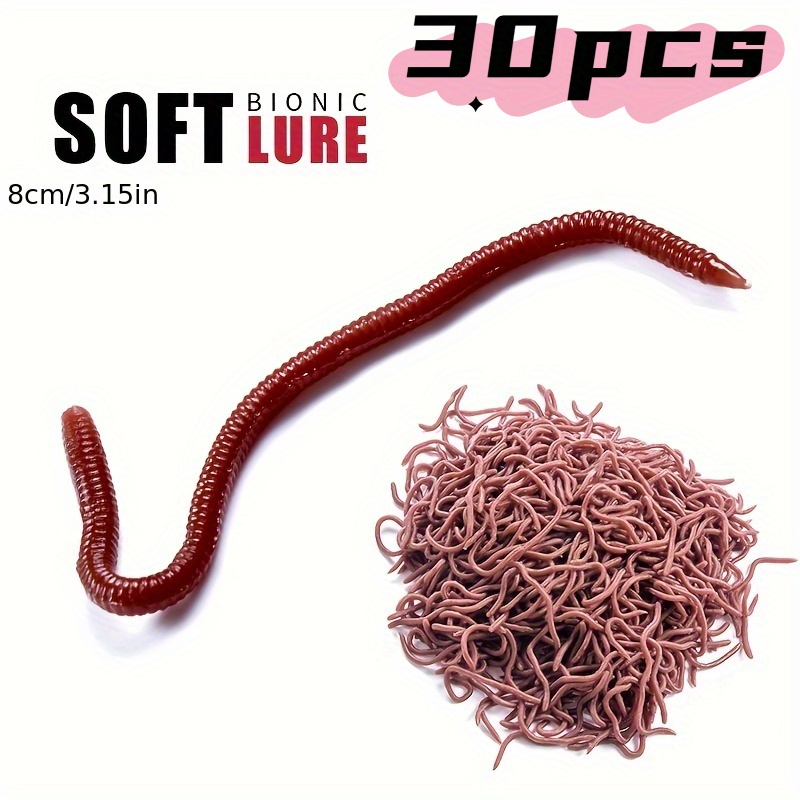 Image of 15/30pcs Red Worms Artificial Soft Bait