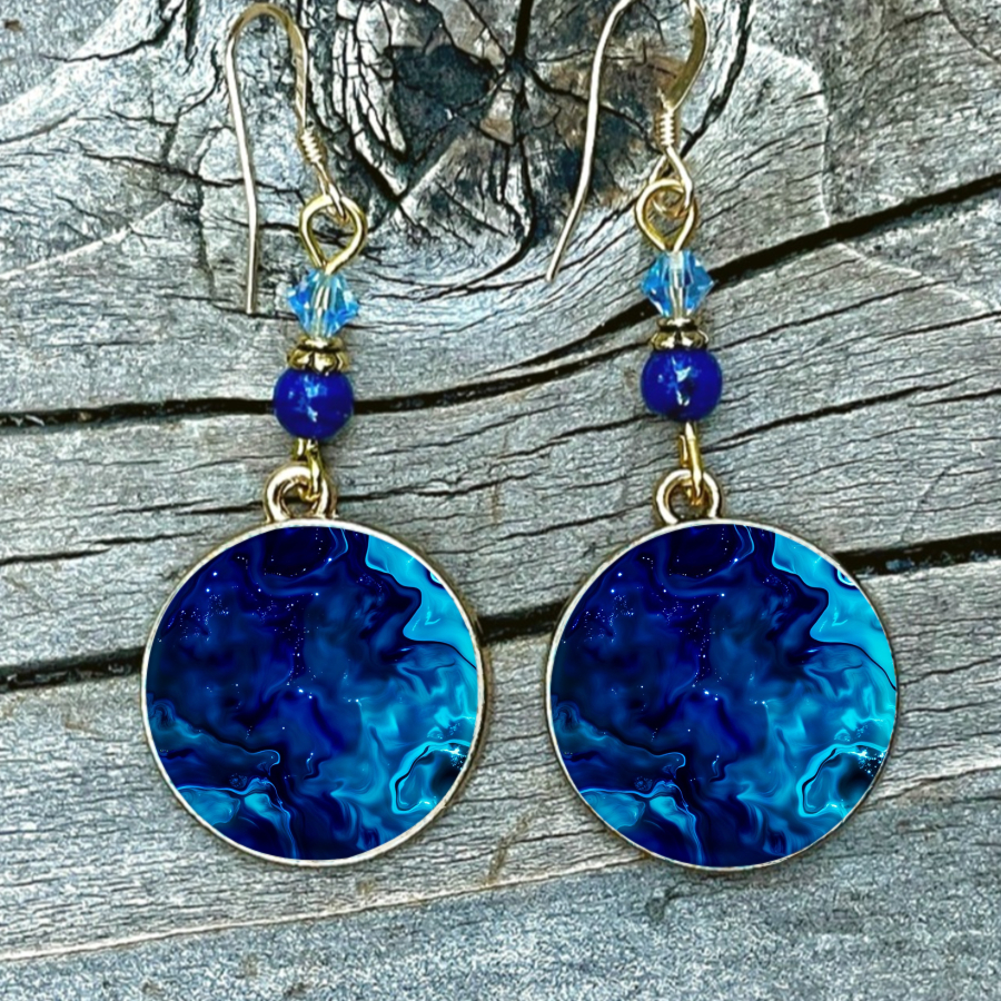 TEMU 2pcs Earrings - & Nebula Dangle Earrings, -space Look Round Jewelry, Elegant Retro For - Wear, Christmas Valentine' Gift, Daily Wear Accessories