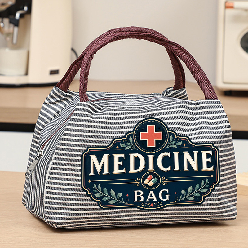 TEMU Sac fourre-tout rayé VINTAGE SAC D'INGRÉDIENTS MÉDICINAUX pour femmes, Organisateur d' de voyage et étui d'addition pour ordinateur portable,